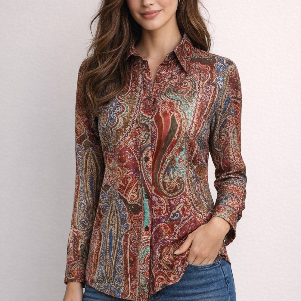 Ralph Lauren Paisley Button Front Blouse
Sz XL | Ruby Fall & Winter Colors